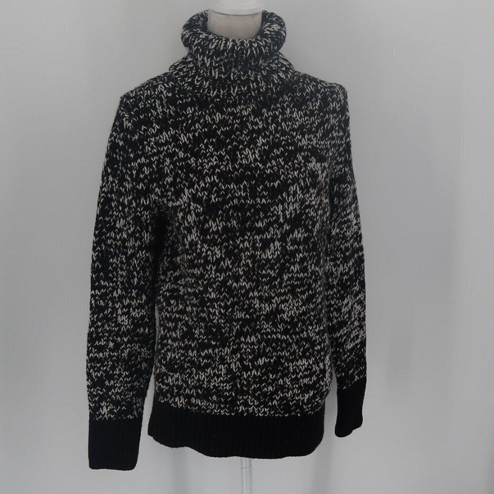 Bristol Club Women's Black White Chunky Knit Turtleneck Sweater Size Small